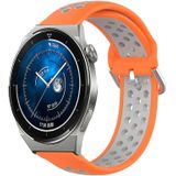 Voor Huawei Watch GT3 Pro 43 mm 20 mm geperforeerde ademende sport siliconen horlogeband (oranje + grijs)