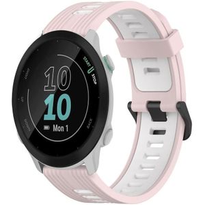 Voor Garmin Forerunner 55 20 mm verticaal patroon tweekleurige siliconen horlogeband (roze+wit)