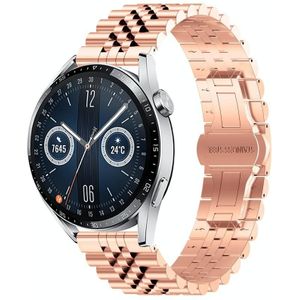 Voor Huawei Watch GT3 46mm Five Bull halfronde roestvrijstalen horlogeband + riemverwijderingsgereedschap (rosgoud)