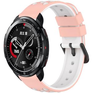 For Honor Watch GS Pro 22 mm tweekleurige poreuze siliconen horlogeband (roze + wit)