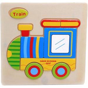 10 stks Kinderen Educatief Speelgoed Houten Cartoon Jigsaw Puzzle (Trein)