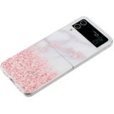 Voor Samsung Galaxy Z Flip 3 5G Opvouwbare Gekleurde Tekening PC Telefoon Case (Roze Wit Marmer)