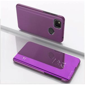 Voor Xiaomi Redmi 9C Plated Mirror Horizontale Flip Lederen Case met houder(Paars)