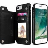 Retro PU lederen case multi kaarthouders telefoon gevallen voor iPhone 6 6s 7 8 plus 5S SE  iPhone X XS Max XR  Samsung S7 S8 S9 S10 voor iPhone 7 8 plus (zwart)