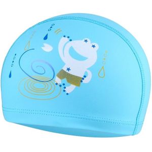 Kinderen Waterproof Hair Care PU Coated Cute Frog Patroon Zwemmen Cap (Gebrek aan Blauw)