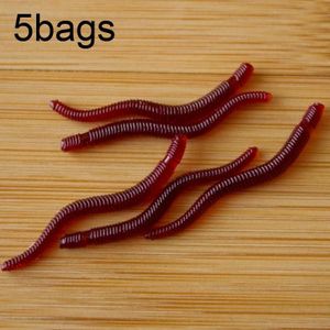 5 zakken 200 stks/zak 3.5 cm Fishy Rode Regenworm Nep Aas Lichtgevende Vis Lokken (Rood)