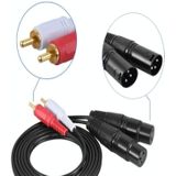 2RCA naar 2XLR-luidspreker Canon-kabel Audiobalanskabel  maat: 3 m (Dual Lotus naar Dual Canon Male)