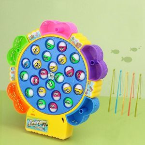 Magnetische vissen speelgoed kinderen educatieve multifunctionele muziek roterende visplaat  kleur: haak batterij stijl +24 vissen 5 hengels