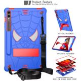 Voor Samsung Galaxy Tab S9 FE+ / S9+ Vouwhouder Spider Silicone Hybrid PC Tablet Case (Blauw Rood)