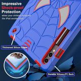 Voor Samsung Galaxy Tab S9 FE+ / S9+ Vouwhouder Spider Silicone Hybrid PC Tablet Case (Blauw Rood)