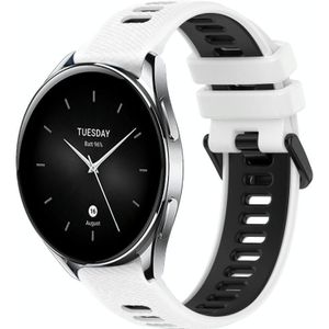 Voor Xiaomi Watch S2 42 mm 22 mm sport tweekleurige siliconen horlogeband (wit + zwart)