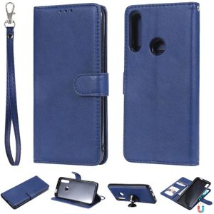 Voor Huawei P Smart Z / Y9 Prime Solid Color Horizontal Flip Protective Case met Holder & Card Slots & Wallet & Photo Frame & Lanyard(Blue)