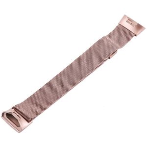 Metalen polsband horloge band voor Fitbit charge 3 (Rose goud)