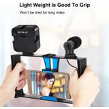 PULUZ 4 in 1 Vlogging Live Broadcast LED Selfie Fill Light Smartphone Video Rig Kits met microfoon + Statief mount + Koude schoen Statief hoofd voor iPhone  Galaxy  Huawei  Xiaomi  HTC  LG  Google  en andere smartphones (Blauw)