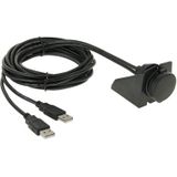 2 x USB 2.0 Male naar vrouwelijke Extension kabel met auto inbouw  lengte: 2m