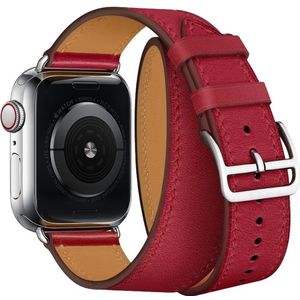 Voor Apple Watch 3/2/1 generatie 38mm universele lederen dubbele-lus riem (rood)