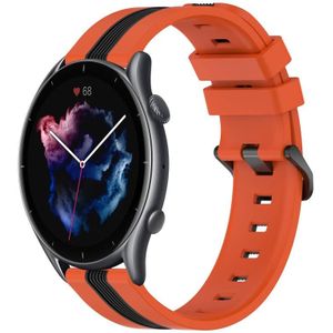 Voor Amazfit GTR 3 22 mm verticale tweekleurige siliconen horlogeband (oranje + zwart)