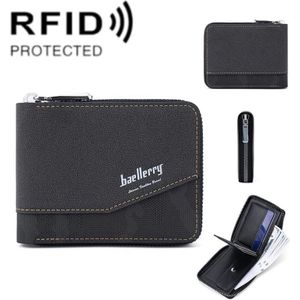 Baellerry D5106 RFID Anti-diefstal Retro Rits Portemonnee Gesplitste Korte Portemonnee (Zwart)