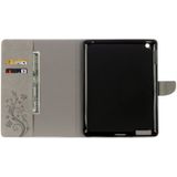 Voor iPad 4 geperste bloemen vlinder patroon horizontaal flip PU lederen draagtas met magnetische Buckle & houder & Card Slots & Wallet(Grey)