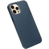 QIALINO Nappa Leder Schokbestendige Magsafe Case voor iPhone 12 Pro Max(Blauw)