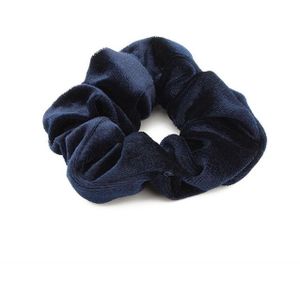 5 pc's Velvet effen kleur elastische Hair Bands paardenstaart houder Scrunchies Tie haar elastiekje hoofdband (donkerblauw)