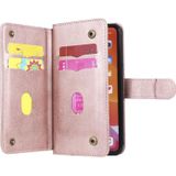 Voor iPhone 11 Pro Max Multifunctionele Magnetische Koperen gesp Horizontale Flip Solid Color Lederen case met 10 Card Slots & Wallet & Holder & Photo Frame (Rose Gold)