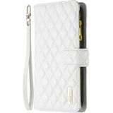 Voor Samsung Galaxy S23 5G Diamond Lattice Zipper Wallet Leather Flip Phone Case (Wit)