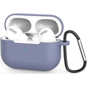Voor AirPods Pro 3 Siliconen draadloze oortelefoon beschermhoes met Lanyard Hole & Carabiner (Grijs)