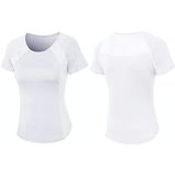 Strakke ronde hals Sport Korte mouw T-shirt voor dames (kleur: wit Maat: M)