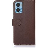 Voor Motorola Moto E22/E22i KHAZNEH Litchi Textuur Lederen RFID Telefoon Case (Bruin)