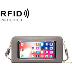 1665 RFID Anti-magnetic Anti-theft Touch Screen Cross-Body Phone Bag Card Holder(Grey)