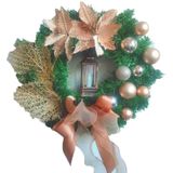 Kerstdecoratie Cane Kroon Garland Deur Hanger  Grootte: 38cm (Champagne Flower)