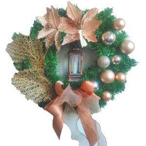 Kerstdecoratie Cane Kroon Garland Deur Hanger  Grootte: 38cm (Champagne Flower)