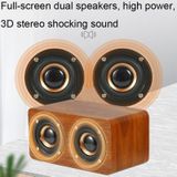 Houten Retro 3D Stereo Audio Bluetooth Luidspreker Subwoofer Desktop Audio (Bruin Hout Patroon)