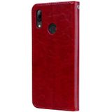 Business stijl olie Wax textuur horizontale Flip lederen case voor Huawei P Smart 2019  met houder & kaartsleuven & portemonnee (rood)