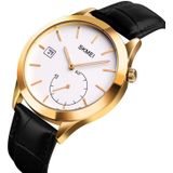 SKMEI 1581 Creative Fashion Men Watch Simple Casual Outdoor Sports Waterproof Two-Pin Quartz Watch (Gold Black)