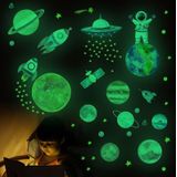 YG006 kinderen kamer decoratie planeet astronaut raket ufo cartoon element lichtgevende muursticker