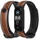 For Xiaomi Mi Band 5 / 6 MIJOBS TPU + Leather Replacement Strap Watchband(Brown+Black)
