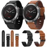 Voor Garmin Fenix 6 GPS 22mm lederen stalen gesp horlogeband