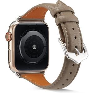 Echte lederen horlogeband voor Apple Watch Series 6 & SE & 5 & 4 44mm / 3 & 2 & 1 42mm(Grijs)