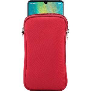 Universal Elasticity Zipper Protective Case Storage Bag met Lanyard Voor Huawei Mate 20 X / 7 2 inch smart phones (Paars rood)