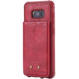 Voor Galaxy S8+ Vertical Flip Shockproof Leather Protective Case met Short Rope  Support Card Slots & Bracket & Photo Holder & Wallet Function(Red)