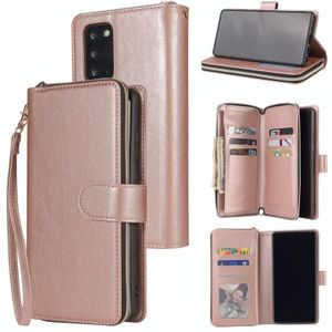 Voor Samsung Galaxy Note20 Ultra Zipper Wallet Bag Horizontale Flip PU Lederen koffer met Holder & 9 Card Slots & Wallet & Lanyard & Photo Frame (Rose Gold)