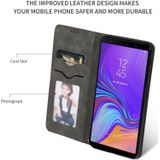 Retro huid voelen Business magnetische horizontale Flip lederen case voor Samsung Galaxy A7 2018 (donkergrijs)