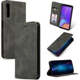 Retro huid voelen Business magnetische horizontale Flip lederen case voor Samsung Galaxy A7 2018 (donkergrijs)