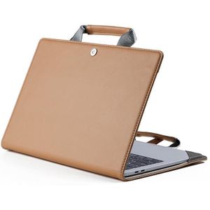 Boekstijl Laptop Beschermhoes Handtas voor MacBook 16 inch (Camel)