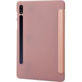 Voor Samsung Galaxy Tab S8 / S7 3-voudige houder Silicone Leather Tablet Case (Rose Gold)