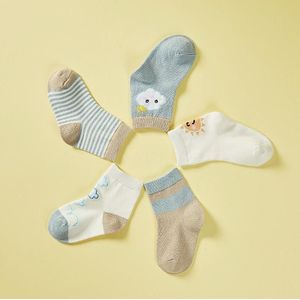 10 paar lente en zomer kinderen sokken gekamd katoenen tube sokken M (Sun Cloud)