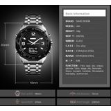 SKMEI 1464 multifunctionele mannen outdoor Business sport waterdichte stalen riem dubbele display digitale horloge (zilver)