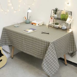 Square Checkered Tablecloth Furniture Table Dust-proof Decoration Cloth  Size:130x180cm(Grey )